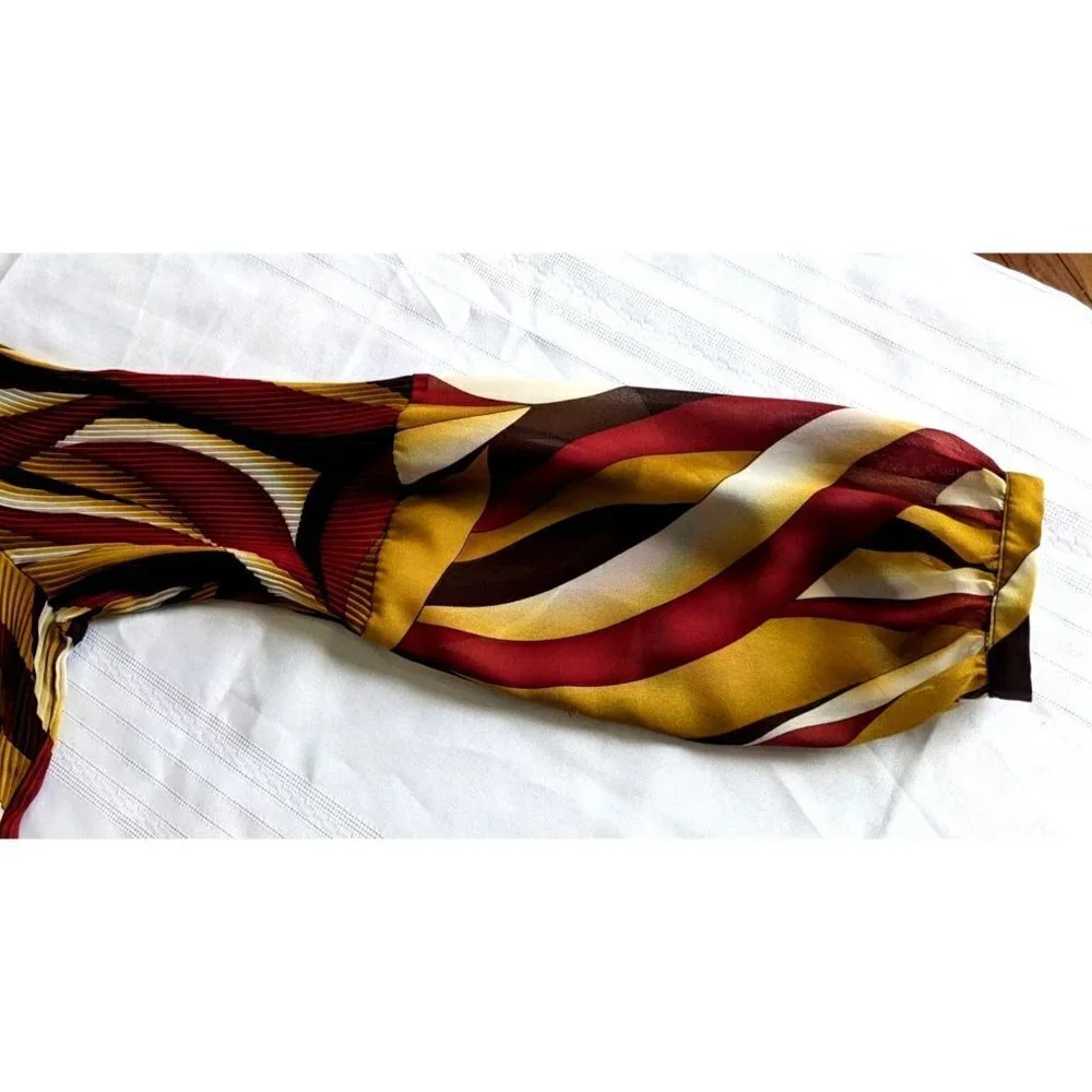 Groovy Vintage Y2K ASHLEY STEWART Boho Pleated Ruffle Blouse 70s Retro Size 14 - Picture 6 of 7